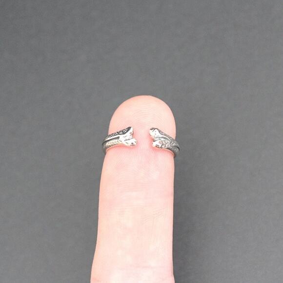 Sterling Silver Adjustable Bone Ring, Unique Bone Ring - Picture 2 of 7